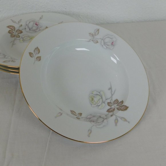 Johann Haviland Sweetheart Rose Rimmed Soup Bowls Bavaria Germany Set of 4 - Picture 3 of 11